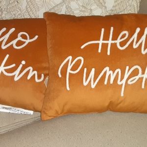 Bundle of two hello pumpkin lumbar pillows
